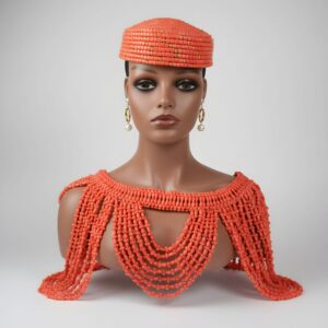 The Regal Coral Bridal Set (Cap & Collar)